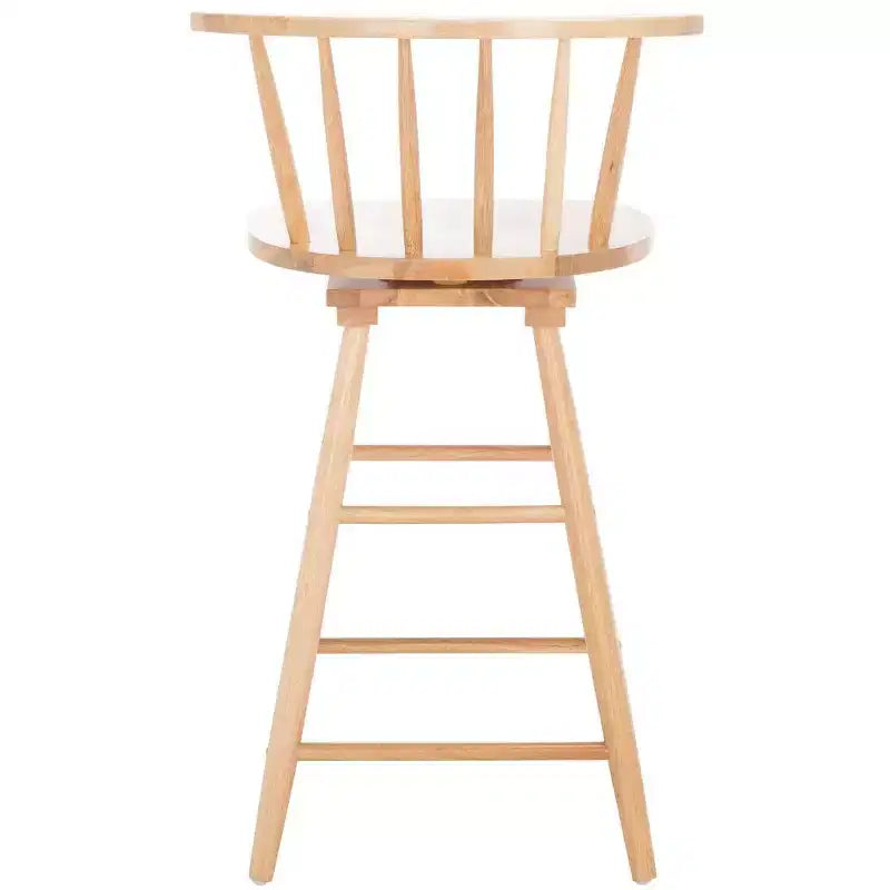 Tabouret de comptoir pivotant, cadre en bois d'hévéa, sans accoudoirs, dossier bas avec repose-pieds, noir, hauteur fixe