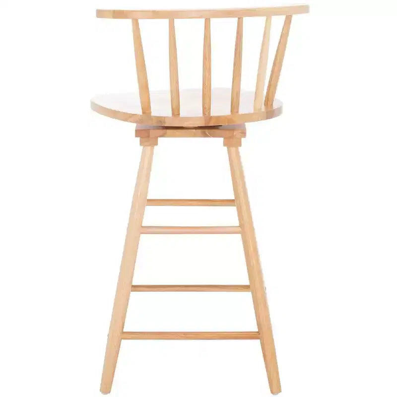 Tabouret de comptoir pivotant, cadre en bois d'hévéa, sans accoudoirs, dossier bas avec repose-pieds, noir, hauteur fixe