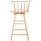 Tabouret de comptoir pivotant, cadre en bois d'hévéa, sans accoudoirs, dossier bas avec repose-pieds, noir, hauteur fixe