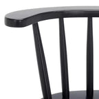 Tabouret de comptoir pivotant, cadre en bois d'hévéa, sans accoudoirs, dossier bas avec repose-pieds, noir, hauteur fixe