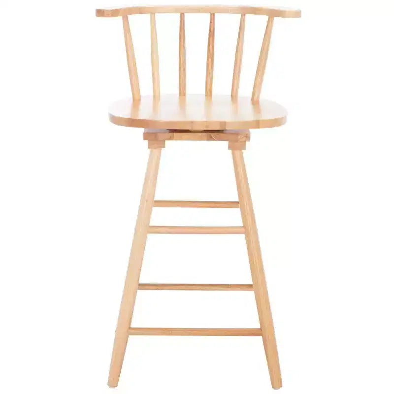 Tabouret de comptoir pivotant, cadre en bois d'hévéa, sans accoudoirs, dossier bas avec repose-pieds, noir, hauteur fixe