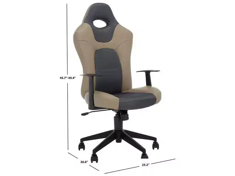 Chaise de bureau pivotante réglable en hauteur, assise et dossier rembourrés, revêtement PVC, Noir/Gris
