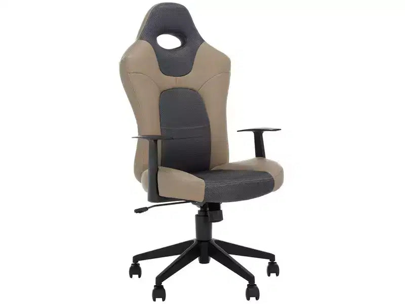 Chaise de bureau pivotante réglable en hauteur, assise et dossier rembourrés, revêtement PVC, Noir/Gris