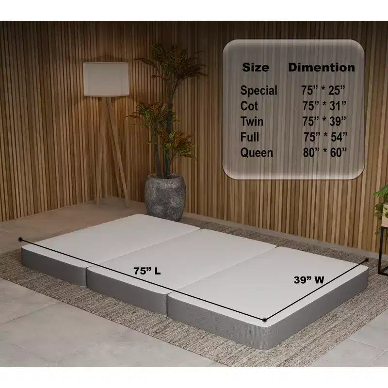 Matelas pliant en mousse à mémoire de forme de 3 pouces Continental Sleep | Côtés en maille respirante avec housse ultra douce, amovible et lavable