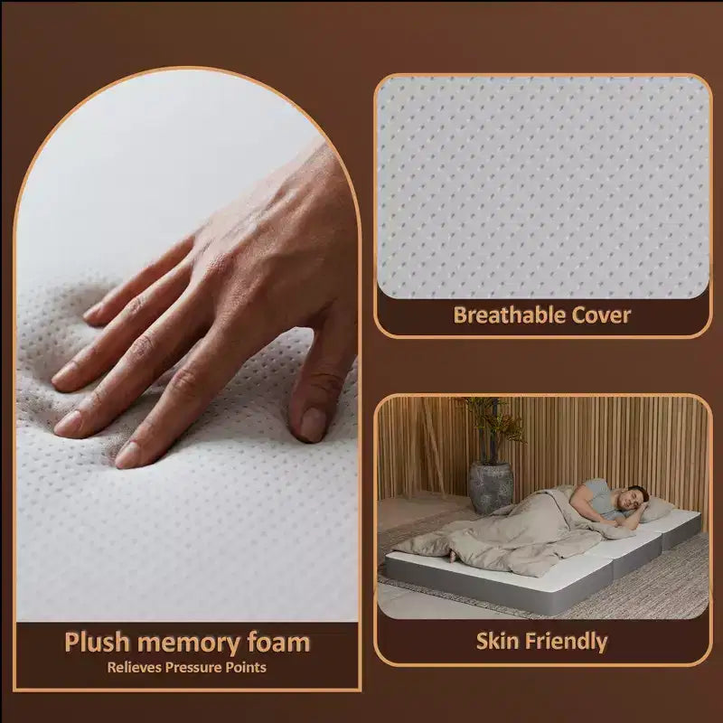 Matelas pliant en mousse à mémoire de forme de 3 pouces Continental Sleep | Côtés en maille respirante avec housse ultra douce, amovible et lavable