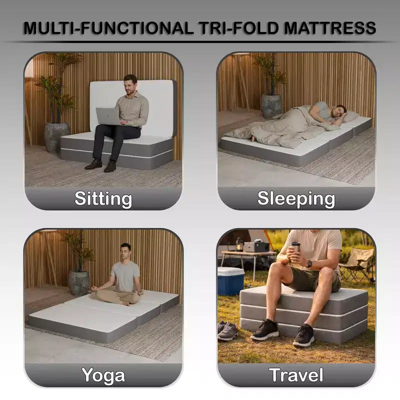 Matelas pliant en mousse à mémoire de forme de 3 pouces Continental Sleep | Côtés en maille respirante avec housse ultra douce, amovible et lavable