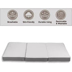Matelas pliant en mousse à mémoire de forme de 3 pouces Continental Sleep | Côtés en maille respirante avec housse ultra douce, amovible et lavable