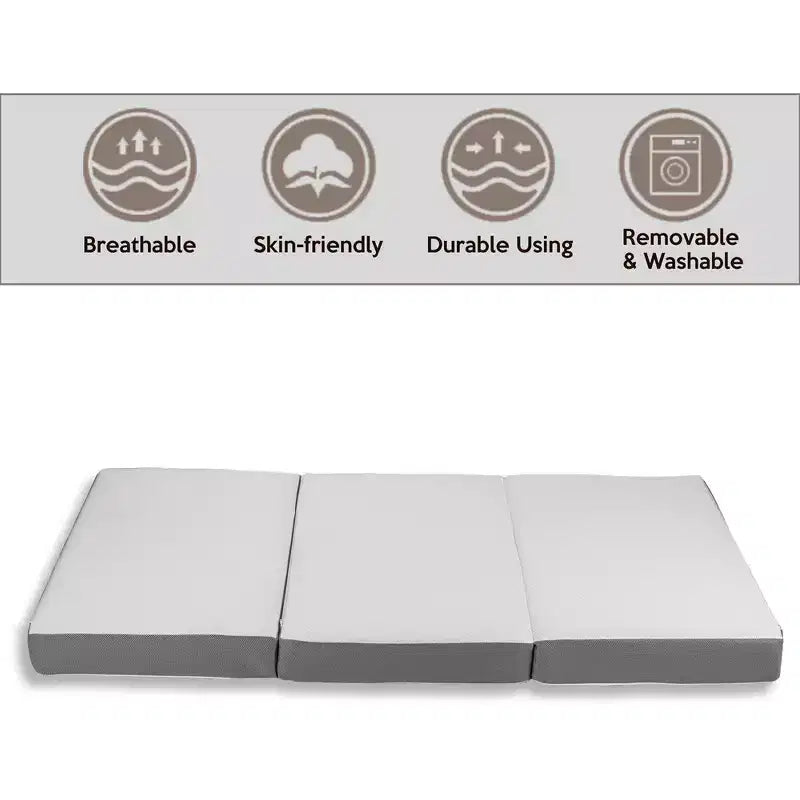 Matelas pliant en mousse à mémoire de forme de 3 pouces Continental Sleep | Côtés en maille respirante avec housse ultra douce, amovible et lavable