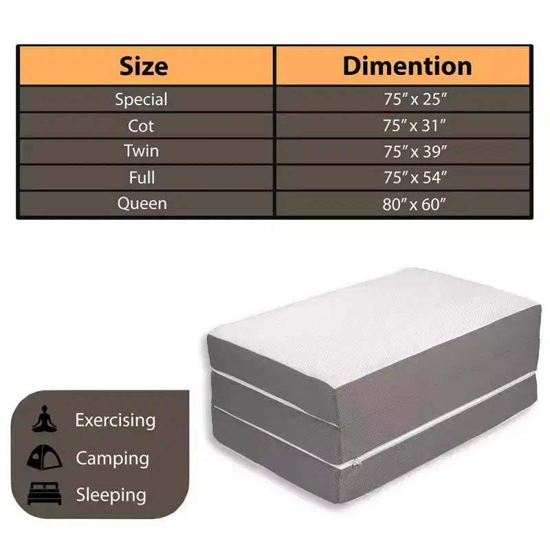 Matelas pliant en mousse à mémoire de forme de 3 pouces Continental Sleep | Côtés en maille respirante avec housse ultra douce, amovible et lavable