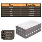 Matelas pliant en mousse à mémoire de forme de 3 pouces Continental Sleep | Côtés en maille respirante avec housse ultra douce, amovible et lavable