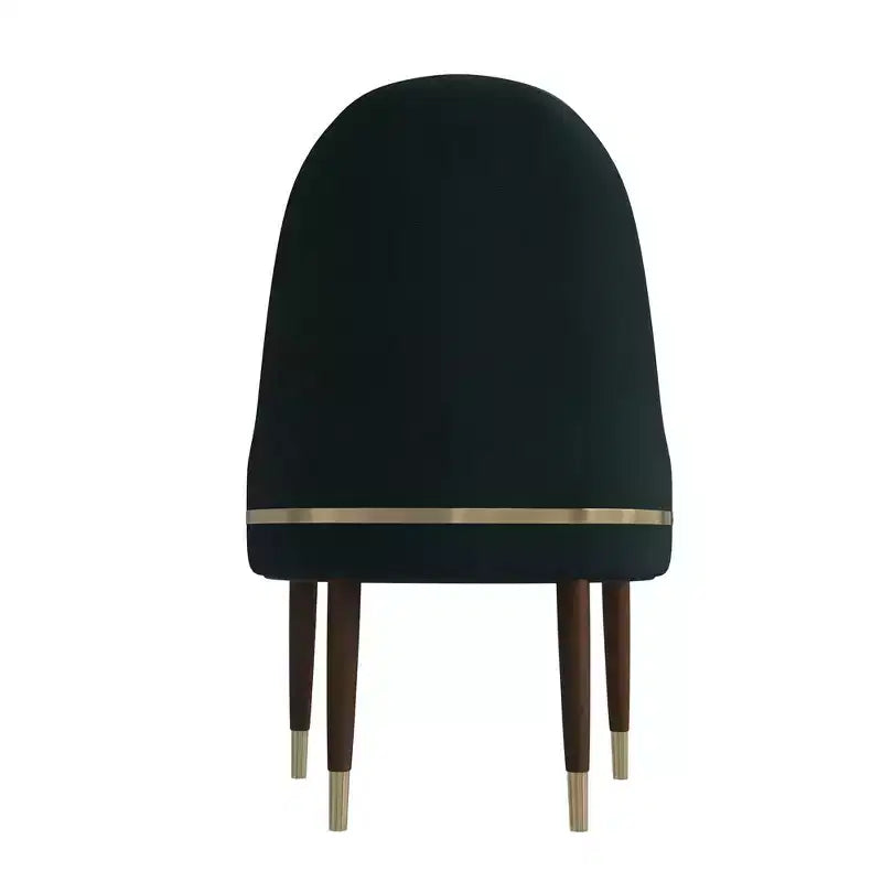 Chaise de salle à manger à dossier haut, dossier ondulé en similicuir, cadre en bois d'hévéa et accents dorés, 150 kg