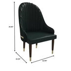 Chaise de salle à manger à dossier haut, dossier ondulé en similicuir, cadre en bois d'hévéa et accents dorés, 150 kg