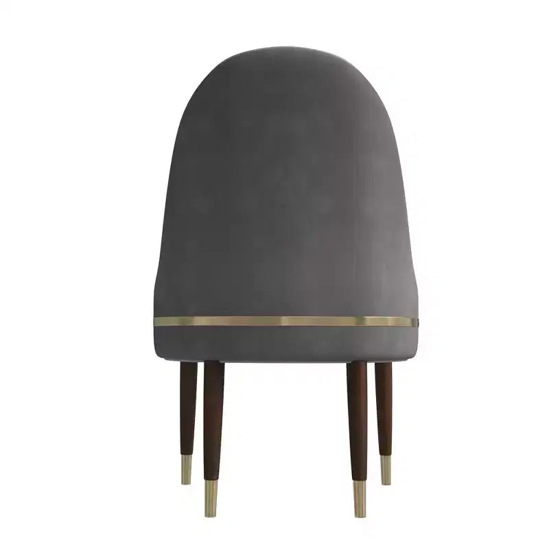 Chaise de salle à manger à dossier haut, dossier ondulé en similicuir, cadre en bois d'hévéa et accents dorés, 150 kg