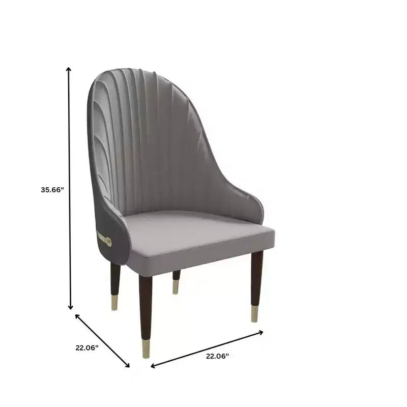 Chaise de salle à manger à dossier haut, dossier ondulé en similicuir, cadre en bois d'hévéa et accents dorés, 150 kg