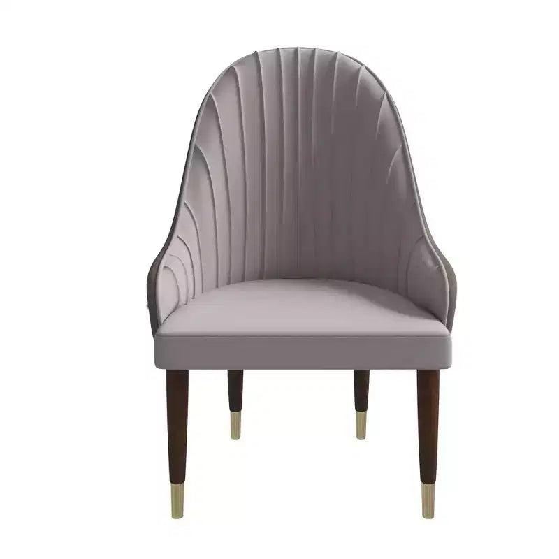 Chaise de salle à manger à dossier haut, dossier ondulé en similicuir, cadre en bois d'hévéa et accents dorés, 150 kg