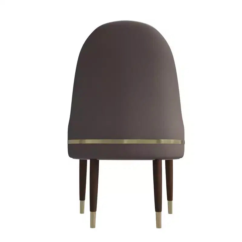 Chaise de salle à manger à dossier haut, dossier ondulé en similicuir, cadre en bois d'hévéa et accents dorés, 150 kg