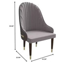 Chaise de salle à manger à dossier haut, dossier ondulé en similicuir, cadre en bois d'hévéa et accents dorés, 150 kg