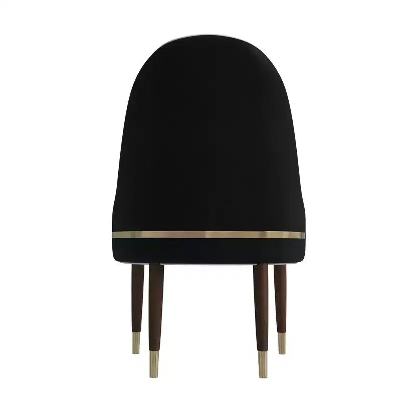 Chaise de salle à manger à dossier haut, dossier ondulé en similicuir, cadre en bois d'hévéa et accents dorés, 150 kg