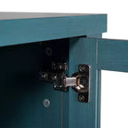 Meuble Buffet avec 2 Tiroirs, Portes en Verre Trempé à Fermeture Amortie et Étagère Ouverte