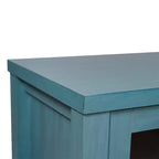 Meuble Buffet avec 2 Tiroirs, Portes en Verre Trempé à Fermeture Amortie et Étagère Ouverte