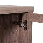 Meuble Buffet avec 2 Tiroirs, Portes en Verre Trempé à Fermeture Amortie et Étagère Ouverte