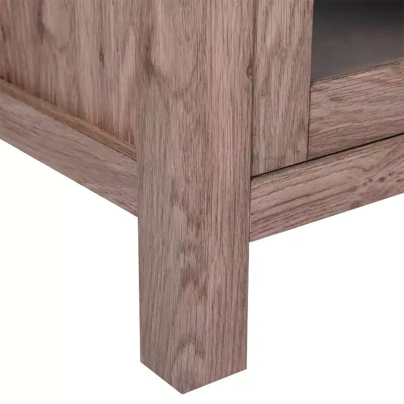 Meuble Buffet avec 2 Tiroirs, Portes en Verre Trempé à Fermeture Amortie et Étagère Ouverte
