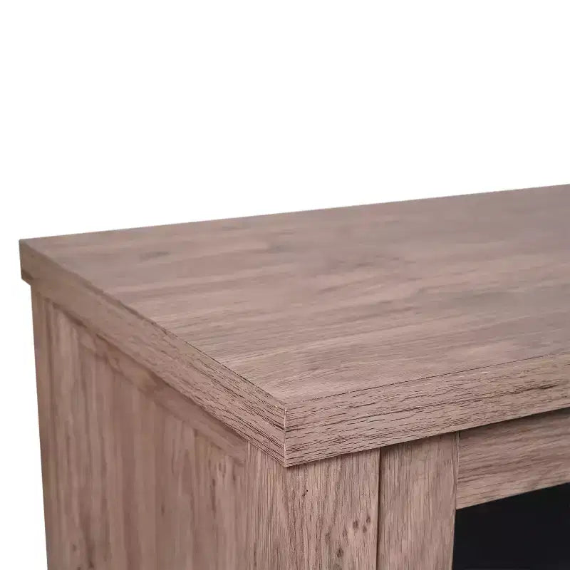 Meuble Buffet avec 2 Tiroirs, Portes en Verre Trempé à Fermeture Amortie et Étagère Ouverte