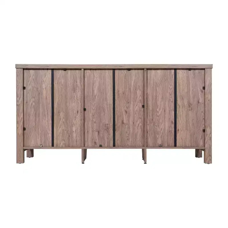 Meuble Buffet avec 2 Tiroirs, Portes en Verre Trempé à Fermeture Amortie et Étagère Ouverte