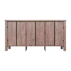 Meuble Buffet avec 2 Tiroirs, Portes en Verre Trempé à Fermeture Amortie et Étagère Ouverte