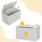 Coffre de rangement pour jouets en bois pour enfants avec couvercle à charnière et charnière de sécurité, 71 x 41 x 43 cm, gris