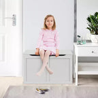 Coffre de rangement pour jouets en bois pour enfants avec couvercle à charnière et charnière de sécurité, 71 x 41 x 43 cm, gris
