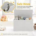 Coffre de rangement pour jouets en bois pour enfants avec couvercle à charnière et charnière de sécurité, 71 x 41 x 43 cm, gris