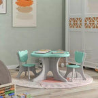Ensemble table et 2 chaises pour enfants de 3 à 6 ans, bleu clair, dossier en forme d'ours