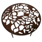Table de bistrot ronde de 79 cm, plateau en verre trempé, base en aluminium antirouille motif arbre