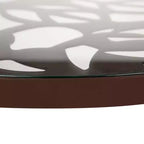 Table de bistrot ronde de 79 cm, plateau en verre trempé, base en aluminium antirouille motif arbre