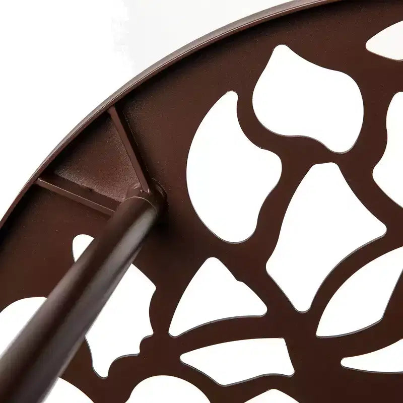 Table de bistrot ronde de 79 cm, plateau en verre trempé, base en aluminium antirouille motif arbre