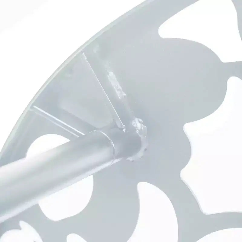 Table de bistrot ronde de 79 cm, plateau en verre trempé, base en aluminium antirouille motif arbre