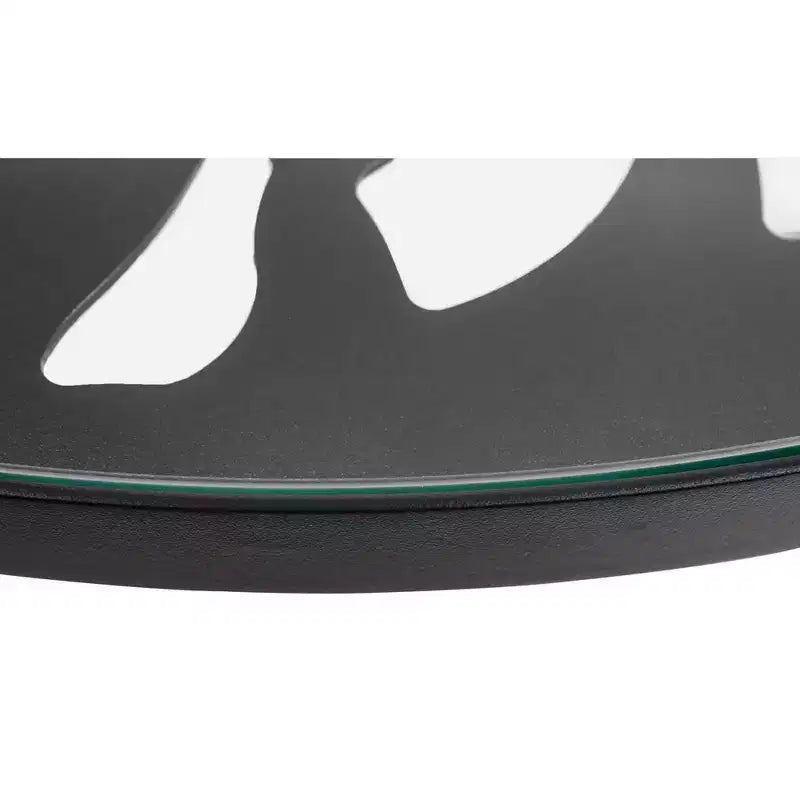 Table de bistrot ronde de 79 cm, plateau en verre trempé, base en aluminium antirouille motif arbre