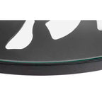 Table de bistrot ronde de 79 cm, plateau en verre trempé, base en aluminium antirouille motif arbre
