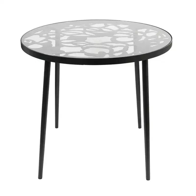 LeisureMod Devon 31 Modern Bistro Dining Table - Rust-Proof Aluminum Tree-Design Base with Circular Tempered Glass Top for Indoor/Outdoor Use