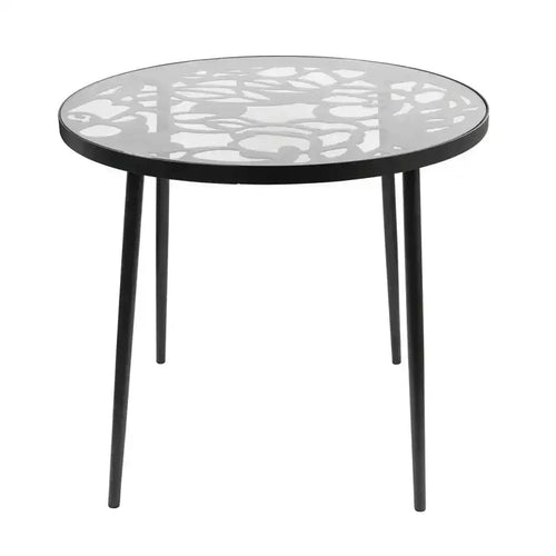 LeisureMod Devon 31 Modern Bistro Dining Table - Rust-Proof Aluminum Tree-Design Base with Circular Tempered Glass Top for Indoor/Outdoor Use