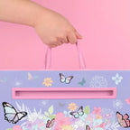 Pupitre pour enfant papillon avec coussin, fente pour appareils multimédia et poignée, couleur pastel violette, 6 ans et plus