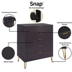 Ensemble de chambre à coucher 3 pièces : commode 5 tiroirs, commode 6 tiroirs et table de nuit avec quincaillerie anti-basculement