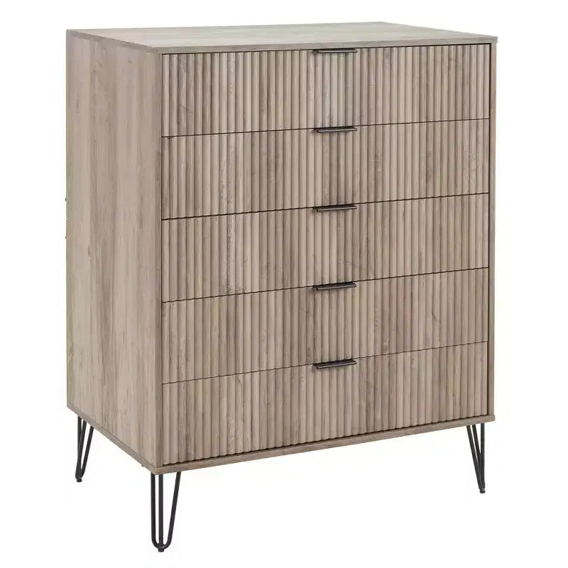 Ensemble de chambre à coucher 3 pièces : commode 5 tiroirs, commode 6 tiroirs et table de nuit avec quincaillerie anti-basculement