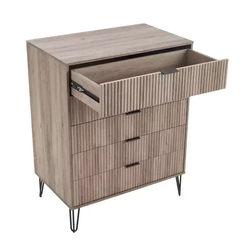 Ensemble de chambre à coucher 3 pièces : commode 5 tiroirs, commode 6 tiroirs et table de nuit avec quincaillerie anti-basculement