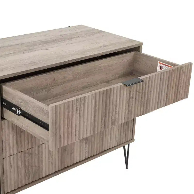 Ensemble de chambre à coucher 3 pièces : commode 5 tiroirs, commode 6 tiroirs et table de nuit avec quincaillerie anti-basculement