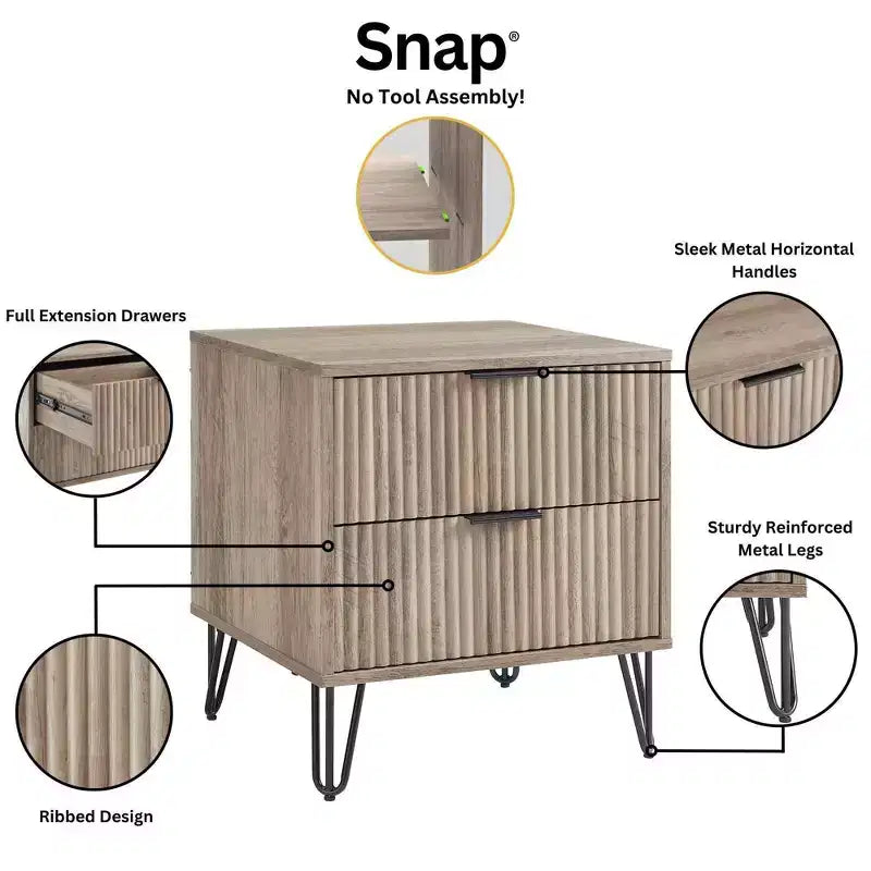 Ensemble de chambre à coucher 3 pièces : commode 5 tiroirs, commode 6 tiroirs et table de nuit avec quincaillerie anti-basculement