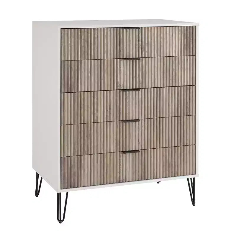 Ensemble de chambre à coucher 3 pièces : commode 5 tiroirs, commode 6 tiroirs et table de nuit avec quincaillerie anti-basculement