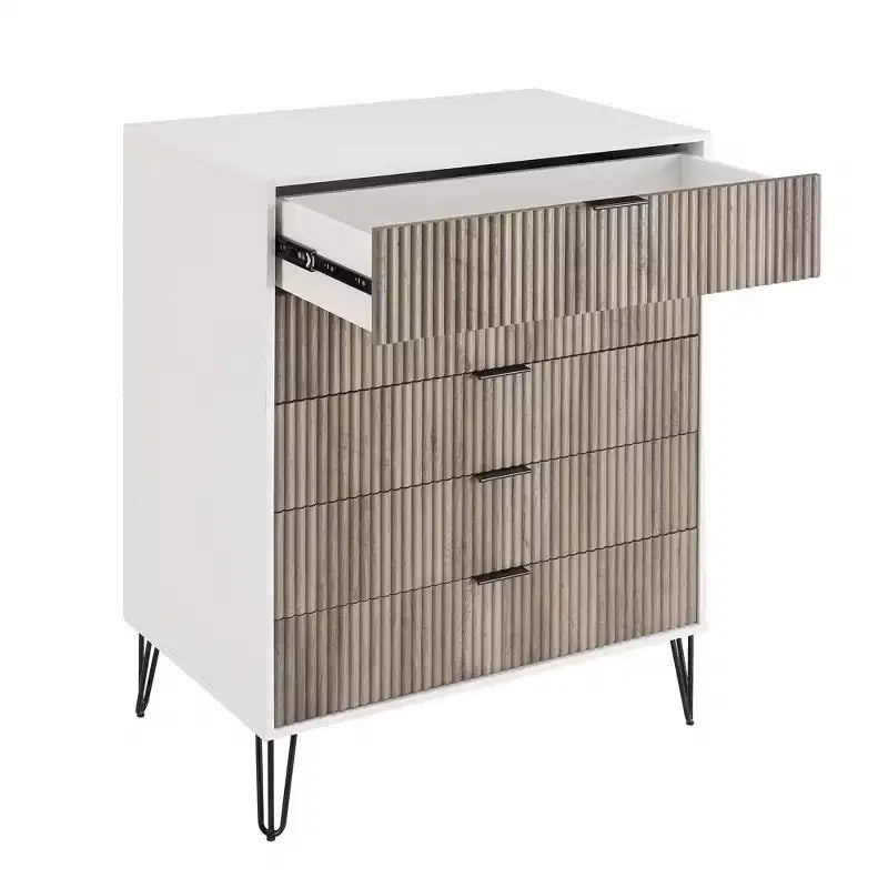 Ensemble de chambre à coucher 3 pièces : commode 5 tiroirs, commode 6 tiroirs et table de nuit avec quincaillerie anti-basculement