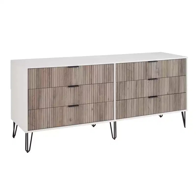 Ensemble de chambre à coucher 3 pièces : commode 5 tiroirs, commode 6 tiroirs et table de nuit avec quincaillerie anti-basculement